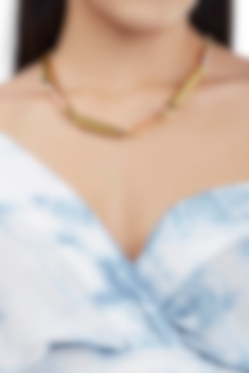 Gold Finish Handcrafted Necklace With Synthetic Stone by ZOHRA at Pernia's Pop Up Shop