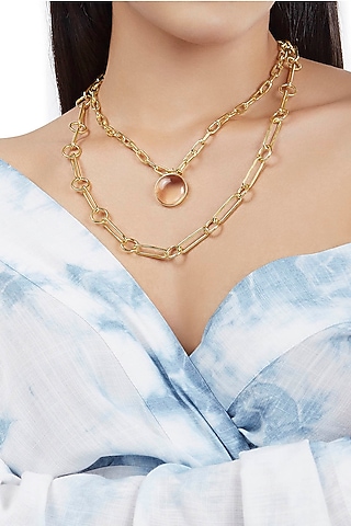Gold Finish Two Layered Necklace by ZOHRA
