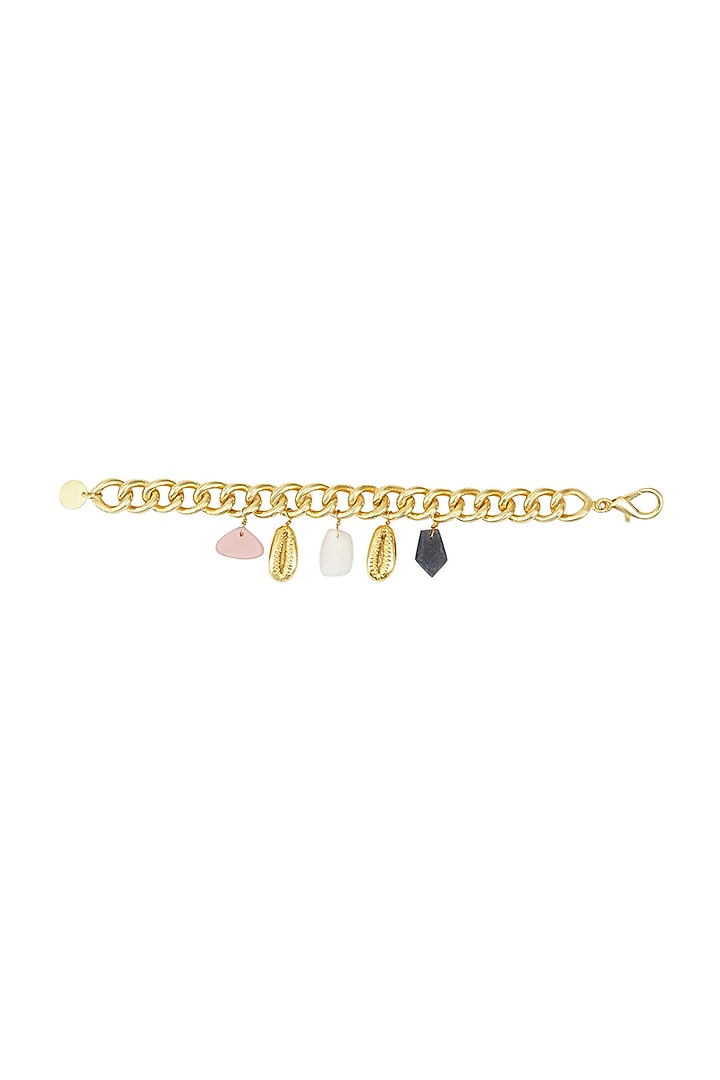Gold Finish Handcrafted Bracelet With Multi Colored Stone by ZOHRA at Pernia's Pop Up Shop