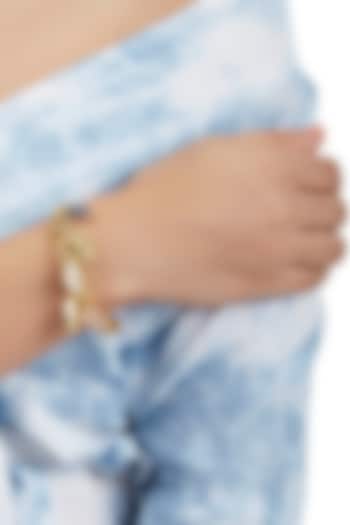 Gold Finish Handcrafted Bracelet With Multi Colored Stone by ZOHRA at Pernia's Pop Up Shop