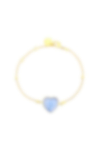 Gold Finish Handcrafted Bracelet With Blue Heart Stone by ZOHRA