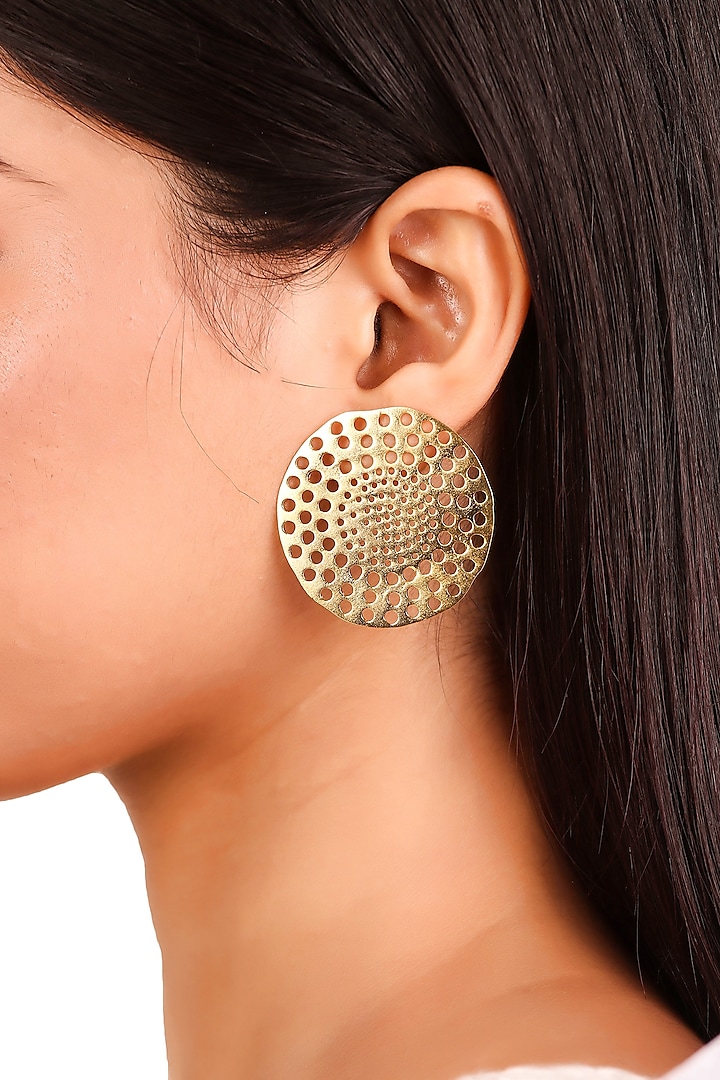 Gold Plated Stud Earrings by Zohra
