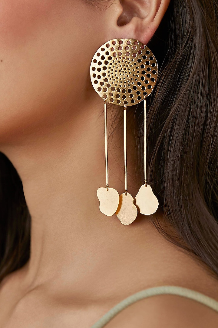 Gold Plated Handcrafted Dangler Earrings by Zohra