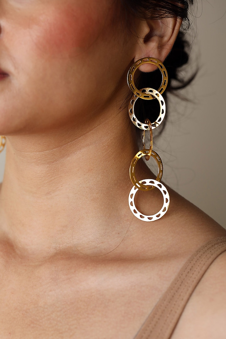 Matte Gold Plated Disk Earrings by Zohra