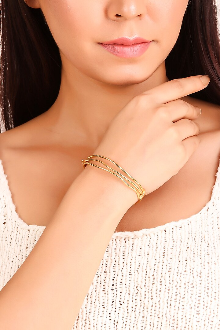 Matte Gold Plated Handcrafted Bracelet by Zohra