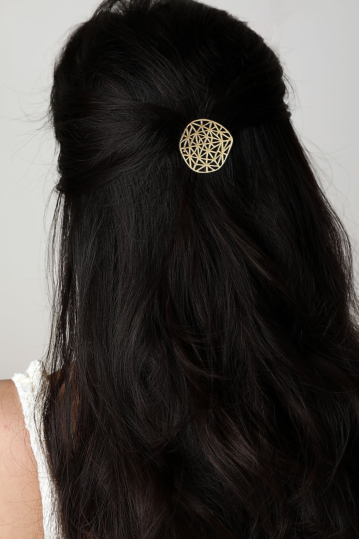 Matte Gold Plated Vega Hair Clip by Zohra