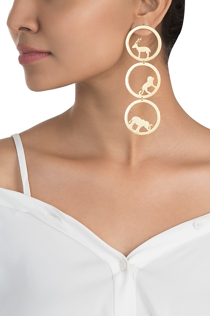 Gold plated amare earrings by ZOHRA