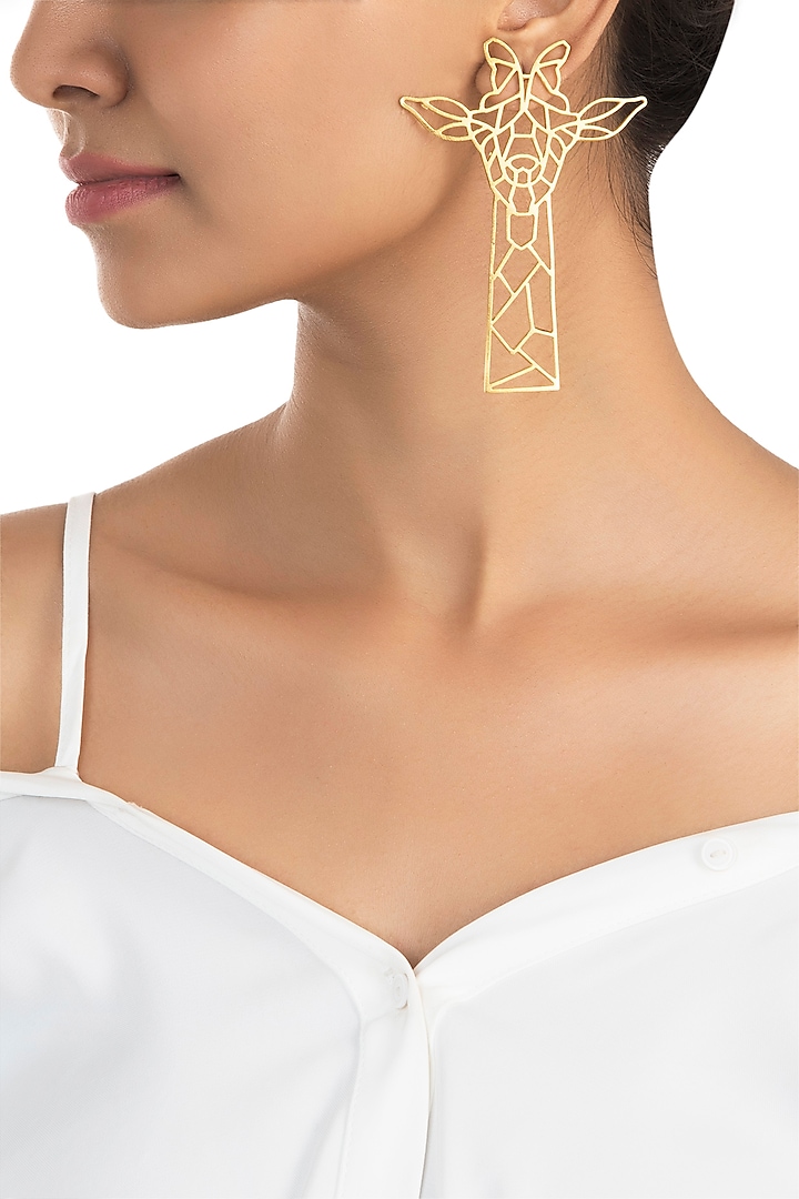 Gold plated geometric earrings available only at Pernia's Pop Up Shop.