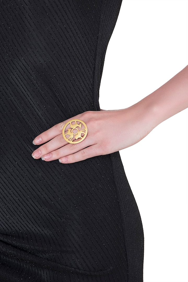 Gold plated animal silhouette amare ring by ZOHRA