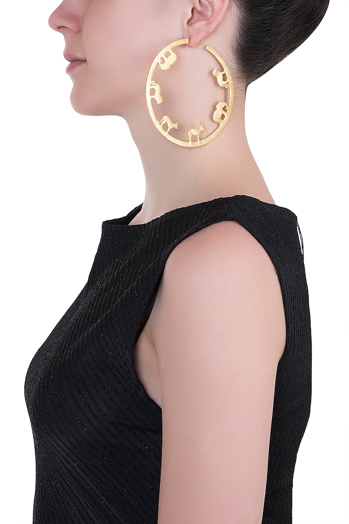 Gold plated ode big hoop earrings by ZOHRA