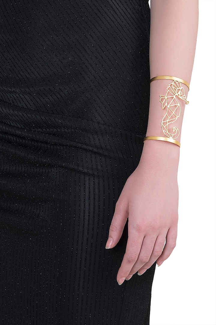 Gold plated seahorse cuff by ZOHRA