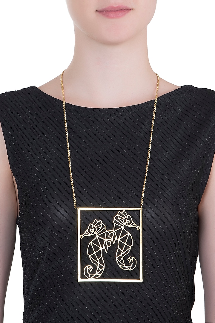 Gold plated seahorse necklace by ZOHRA