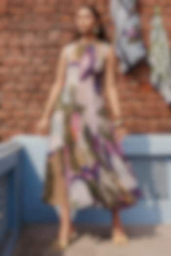 Multi-Colored Georgette Floral Printed A-line Summer Dress by ZiP by Payal & Zinal at Pernia's Pop Up Shop