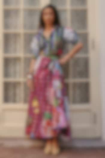 Multi-Colored Linen Floral Printed Skirt Set by ZiP by Payal & Zinal at Pernia's Pop Up Shop