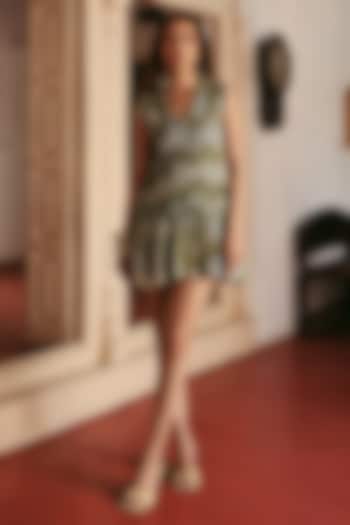 Blue Mul Cotton Ruffled Summer Dress by ZiP by Payal & Zinal at Pernia's Pop Up Shop