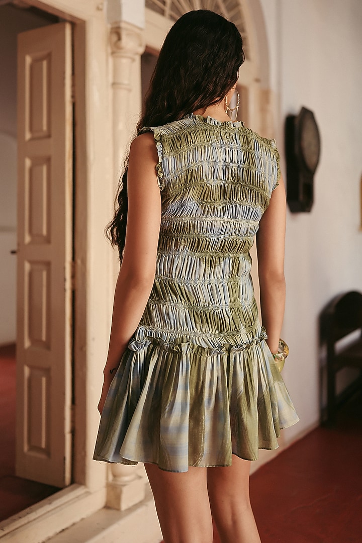 Blue Mul Cotton Ruffled Summer Dress by ZiP by Payal & Zinal at Pernia's Pop Up Shop