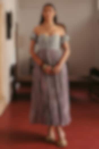 Pink Linen Printed Maxi Summer Dress by ZiP by Payal & Zinal at Pernia's Pop Up Shop