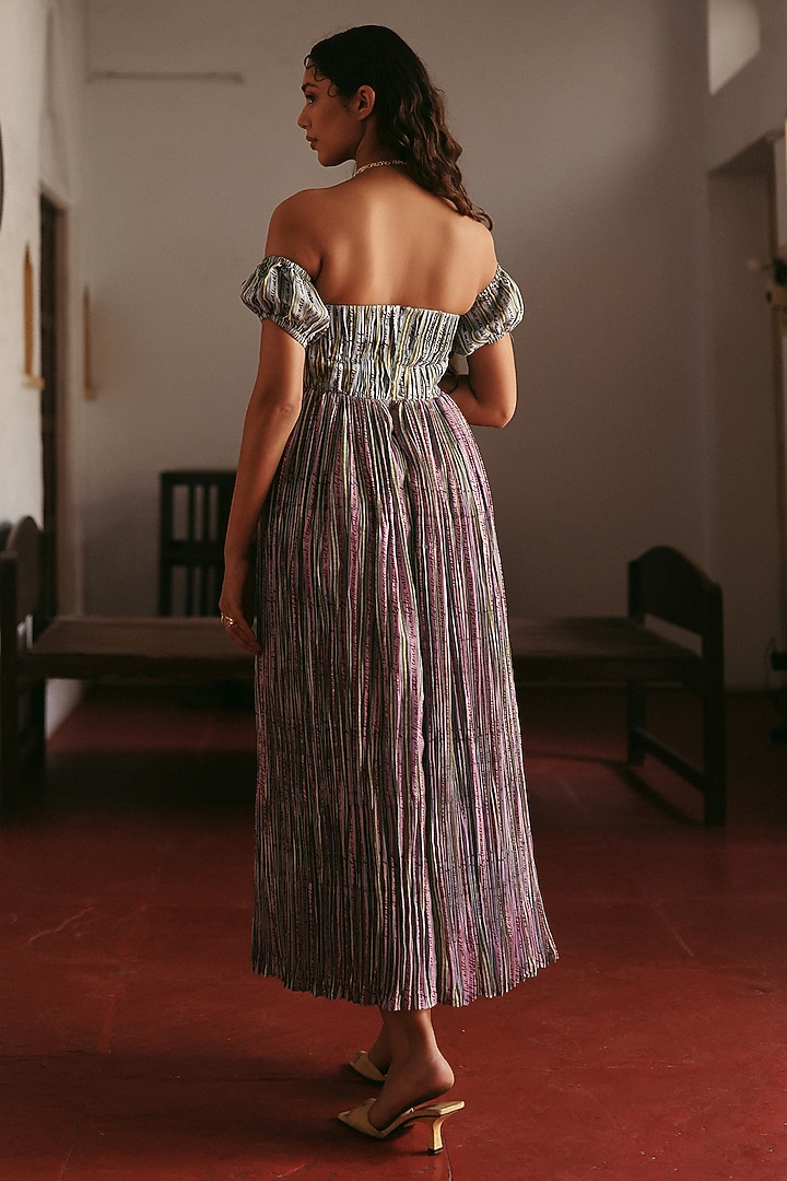 Pink Linen Printed Maxi Summer Dress by ZiP by Payal & Zinal at Pernia's Pop Up Shop