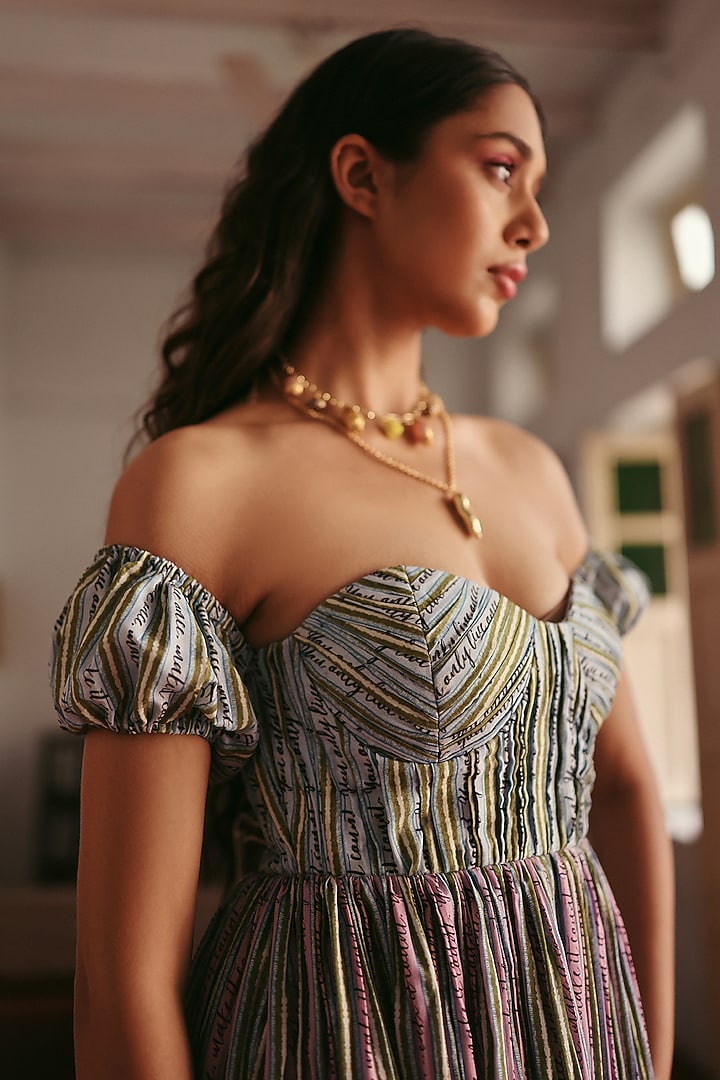 Pink Linen Printed Maxi Summer Dress by ZiP by Payal & Zinal at Pernia's Pop Up Shop