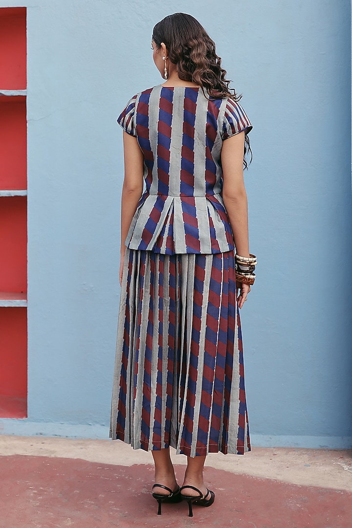 Slate Grey Cotton Maroon Stripe Top by ZiP by Payal & Zinal at Pernia's Pop Up Shop