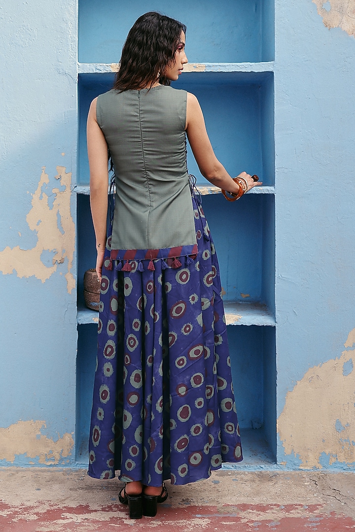 Deep Blue Cotton Printed Skirt by ZiP by Payal & Zinal at Pernia's Pop Up Shop