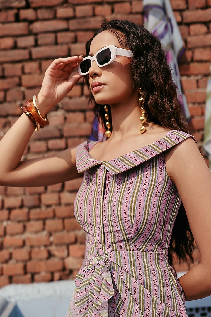 Pink Georgette Printed Mini Summer Dress by ZiP by Payal & Zinal at Pernia's Pop Up Shop