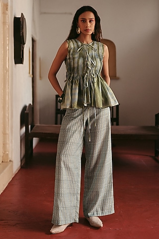 Light Blue Linen Co-Ord Set by ZiP by Payal & Zinal