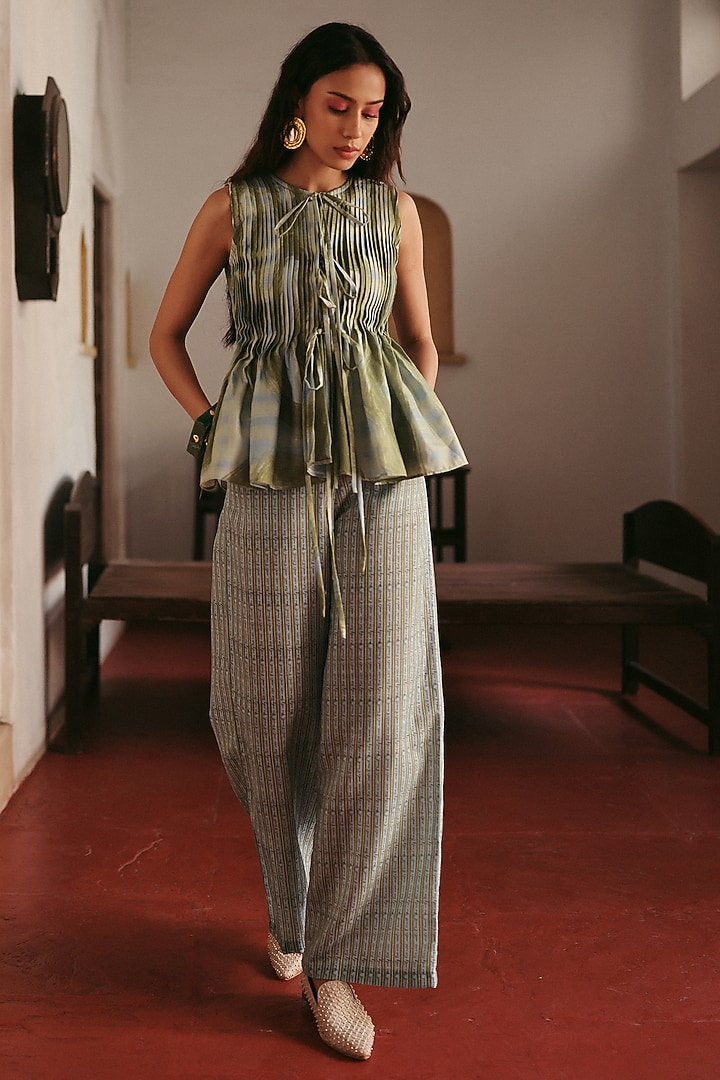 Light Blue Linen Co-Ord Set by ZiP by Payal & Zinal at Pernia's Pop Up Shop