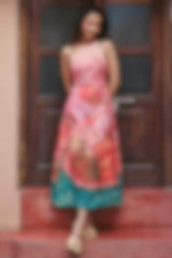 Pink Denim Cotton Printed & Embellished Maxi Summer Dress by ZiP by Payal & Zinal at Pernia's Pop Up Shop