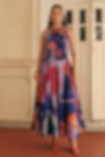 Multi-Colored Linen Printed Maxi Vacation Dress by ZiP by Payal & Zinal at Pernia's Pop Up Shop