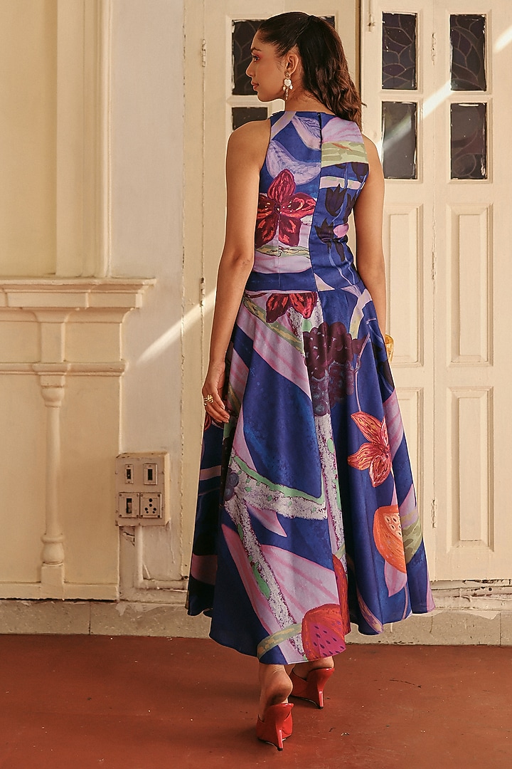 Multi-Colored Linen Printed Maxi Vacation Dress by ZiP by Payal & Zinal at Pernia's Pop Up Shop