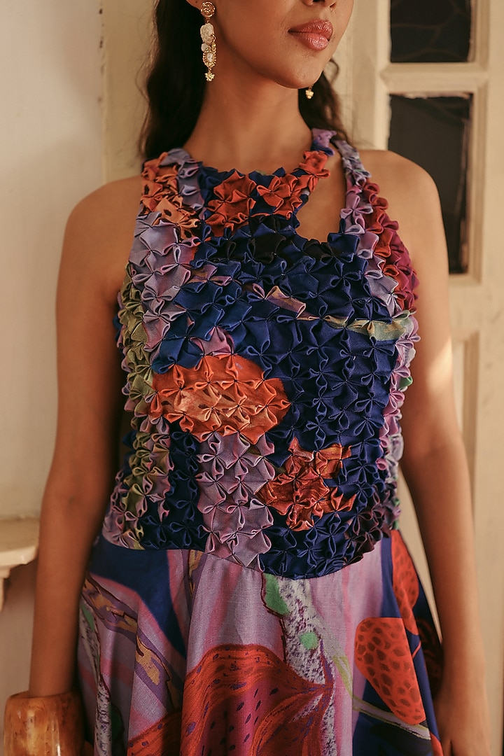Multi-Colored Linen Printed Maxi Vacation Dress by ZiP by Payal & Zinal at Pernia's Pop Up Shop