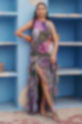 Multi-Colored Georgette Hand Embellished Maxi Vacation Dress by ZiP by Payal & Zinal at Pernia's Pop Up Shop