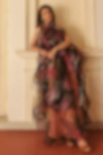 Multi-Colored Organza Floral Printed Maxi Summer Dress by ZiP by Payal & Zinal at Pernia's Pop Up Shop