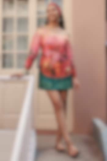 Pink Denim Cotton Printed Shift Summer Dress by ZiP by Payal & Zinal at Pernia's Pop Up Shop