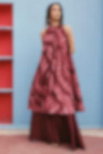 Crimson Brown Georgette Co-Ord Set by ZiP by Payal & Zinal at Pernia's Pop Up Shop