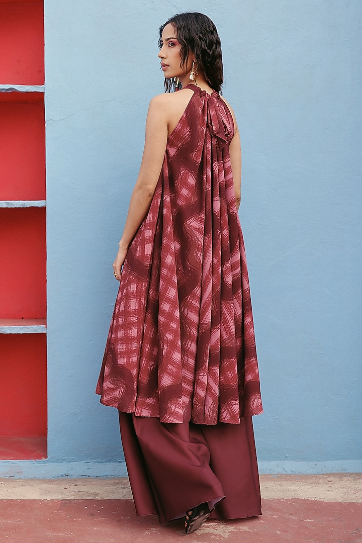 Crimson Brown Georgette Co-Ord Set by ZiP by Payal & Zinal at Pernia's Pop Up Shop