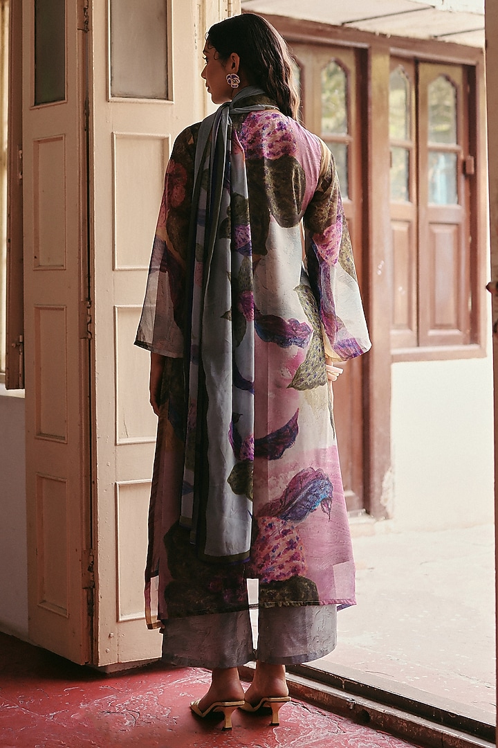 Multi-Colored Georgette Floral Printed Kurta Set by ZiP by Payal & Zinal at Pernia's Pop Up Shop