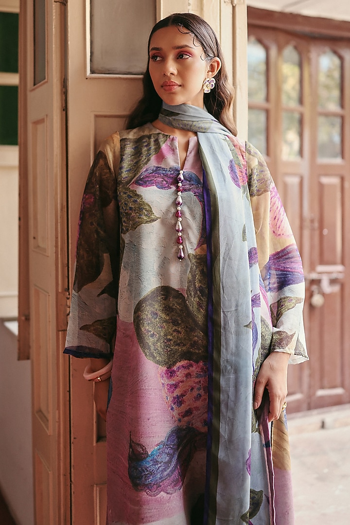 Multi-Colored Georgette Floral Printed Kurta Set by ZiP by Payal & Zinal at Pernia's Pop Up Shop