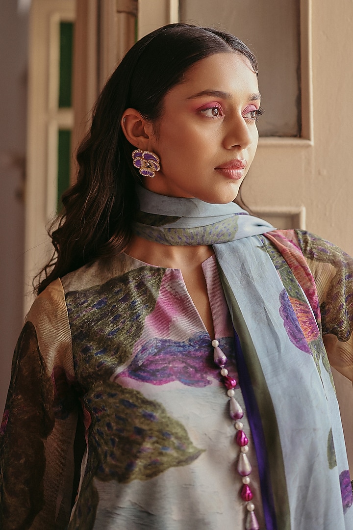 Multi-Colored Georgette Floral Printed Kurta Set by ZiP by Payal & Zinal at Pernia's Pop Up Shop