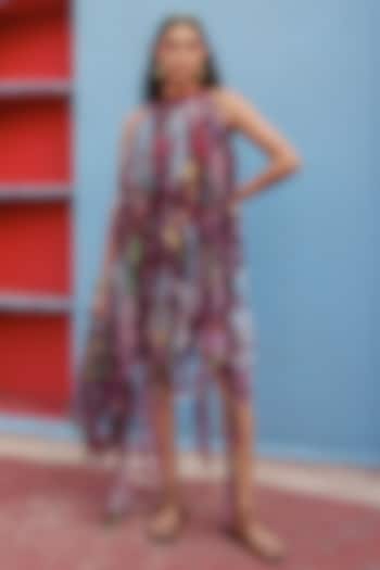 Wine Net Printed Layered Summer Dress by ZiP by Payal & Zinal at Pernia's Pop Up Shop