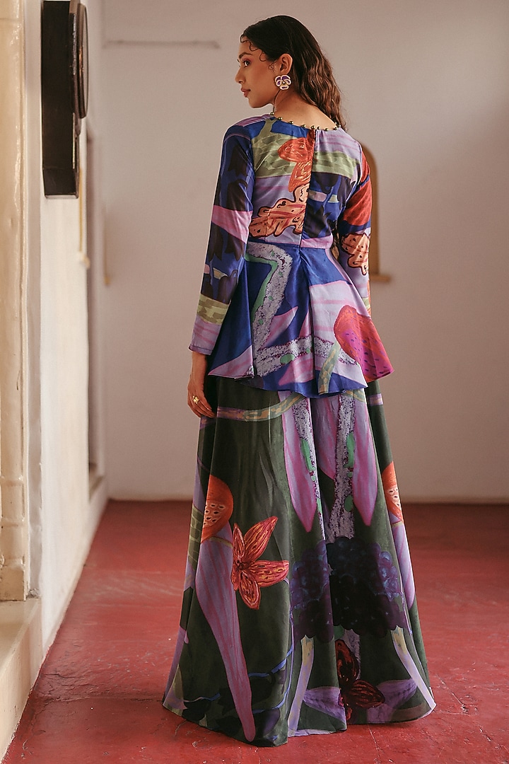 Blue Georgette Printed Sharara Set by ZiP by Payal & Zinal at Pernia's Pop Up Shop
