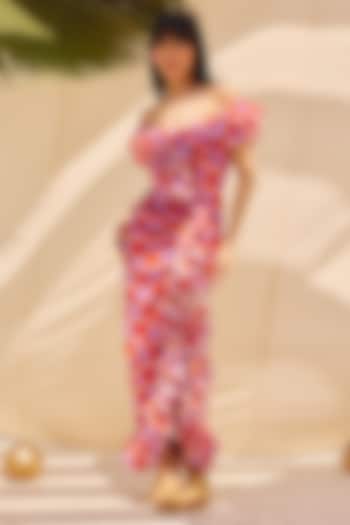 Multi-Colored Georgette Off-Shoulder Summer Dress by ZiP by Payal & Zinal at Pernia's Pop Up Shop
