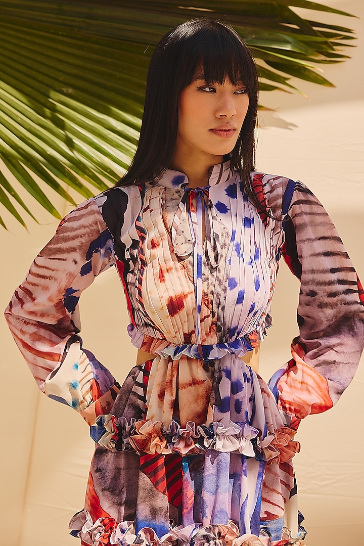 Multi-Colored Georgette Layered Summer Dress by ZiP by Payal & Zinal at Pernia's Pop Up Shop