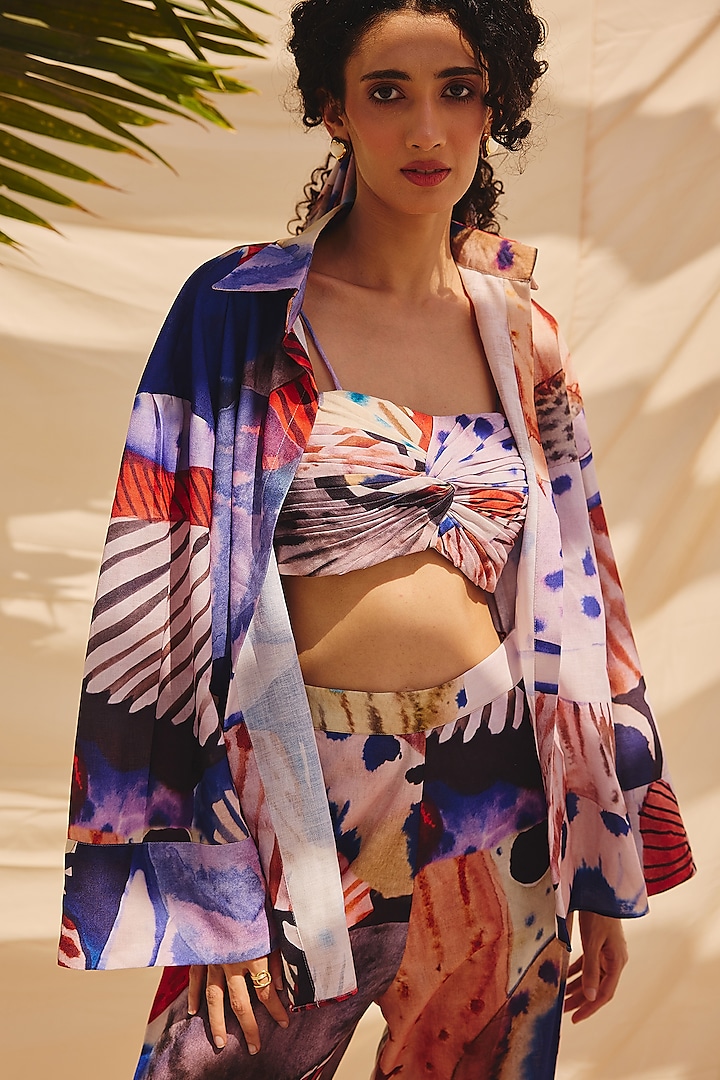 Multi-Colored Cotton Linen Co-Ord Set by ZiP by Payal & Zinal at Pernia's Pop Up Shop