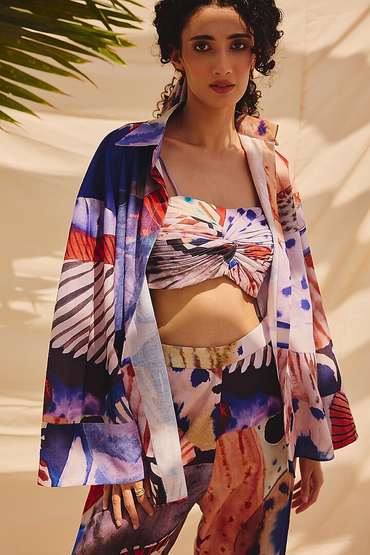 Multi-Colored Cotton Linen Bralette by ZiP by Payal & Zinal at Pernia's Pop Up Shop