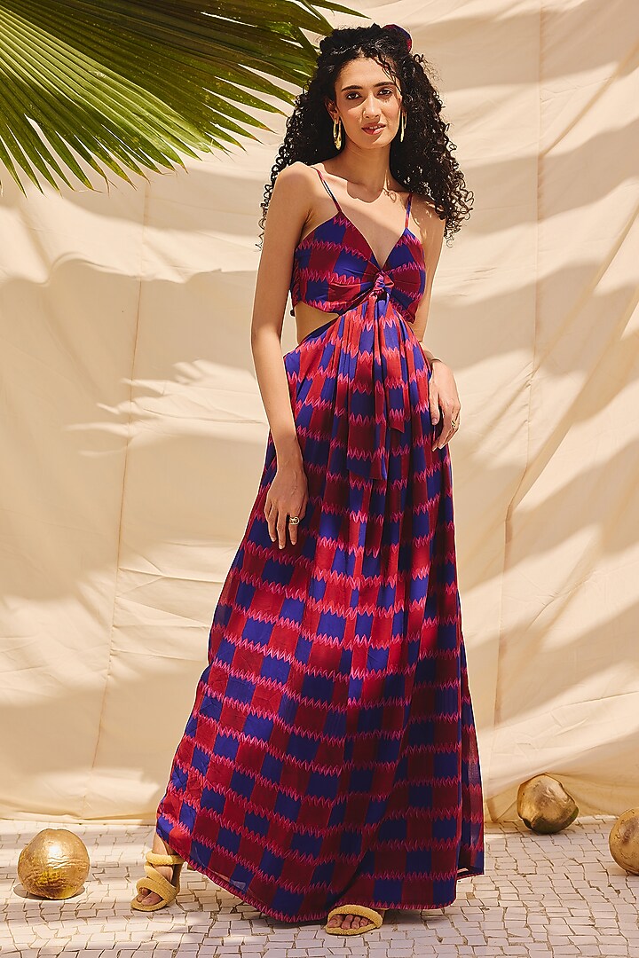 Multi-Colored Georgette Long Summer Dress by ZiP by Payal & Zinal at Pernia's Pop Up Shop