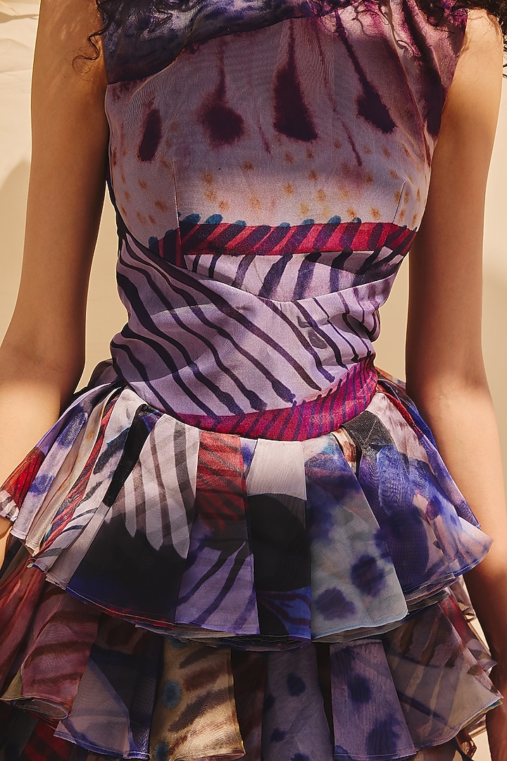 Multi-Colored Organza Box Pleated Mini Summer Dress by ZiP by Payal & Zinal at Pernia's Pop Up Shop