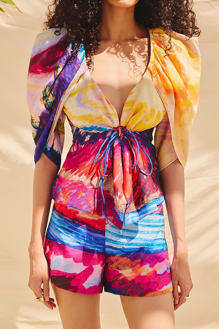 Multi-Colored Cotton Linen Co-Ord Set by ZiP by Payal & Zinal at Pernia's Pop Up Shop
