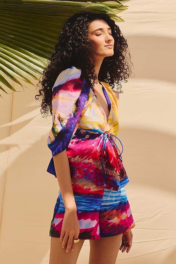 Multi-Colored Cotton Linen Co-Ord Set by ZiP by Payal & Zinal at Pernia's Pop Up Shop